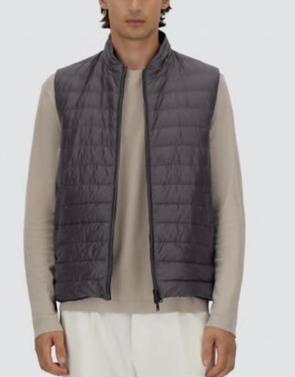 NEW HERNO men's reversible nylon ultralight waistcoat in bluedarkgrey
